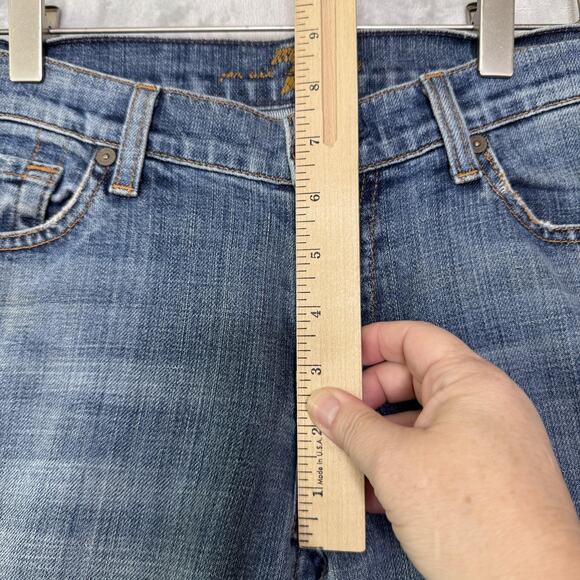 7 For All Mankind Jeans Womens 30 Flare Stretch Denim Distressed Made in USA - Picture 12 of 16